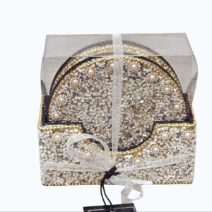 Beekman Home Beaded  Decorative Coaster Set w/Pearls